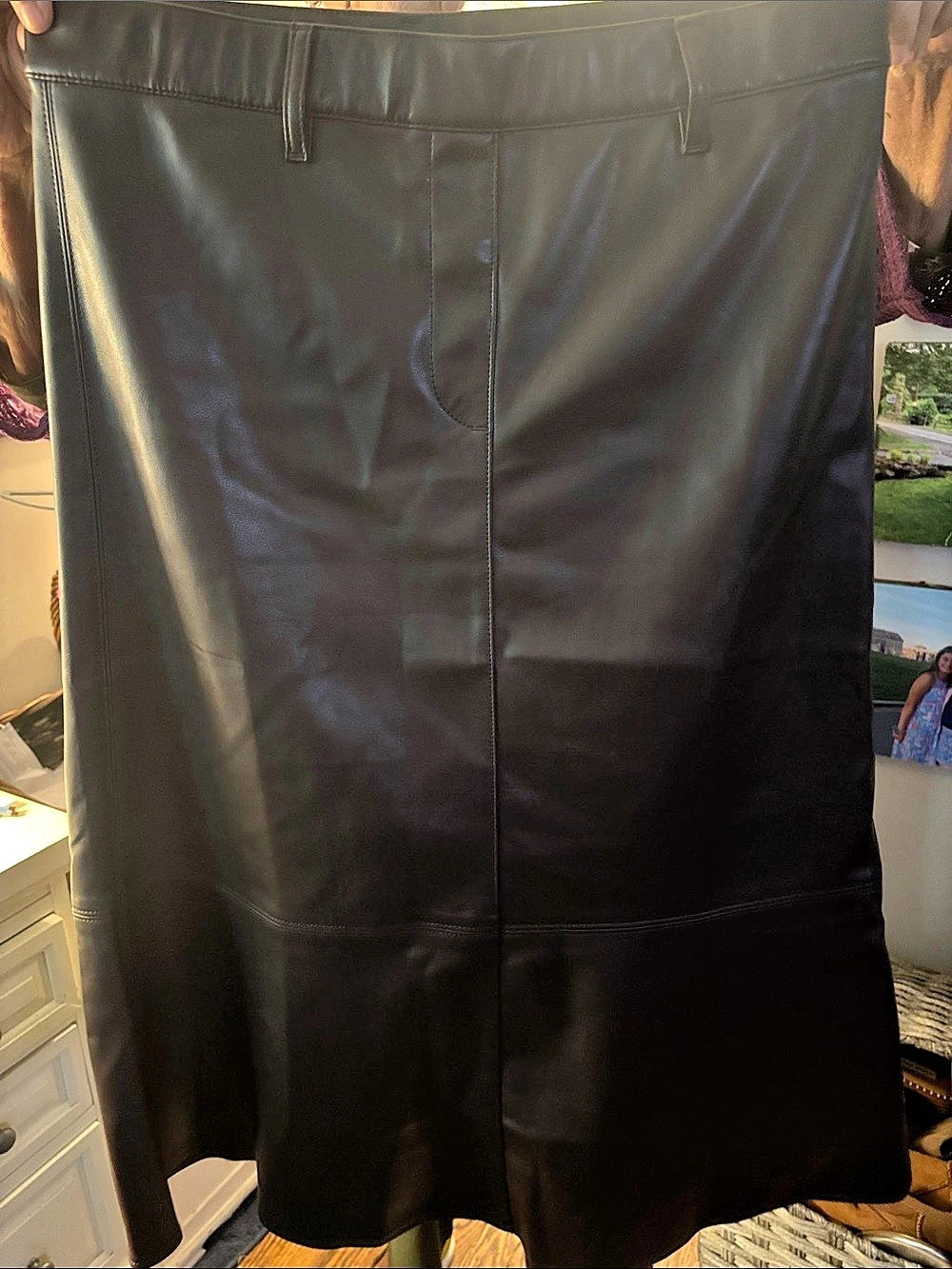 J. Jill Women's Brown Faux Leather Mid Calf Skirt NWT